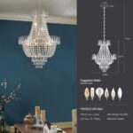 Golden Crystal Chandelier, Large Modern Luxury Chandelier, Suitable For Living Room, Dining Room, Bedroom, Hallway - No Bulb Due to broken during shipping