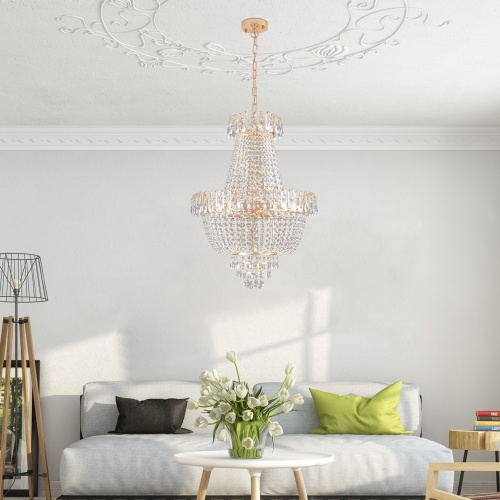 Golden Crystal Chandelier, Large Modern Luxury Chandelier, Suitable For Living Room, Dining Room, Bedroom, Hallway - No Bulb Due to broken during shipping