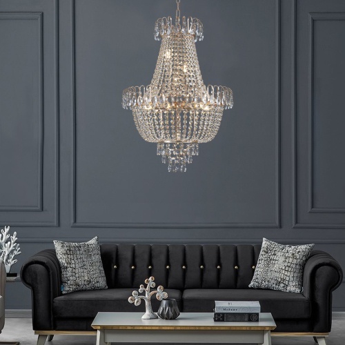 Golden Crystal Chandelier, Large Modern Luxury Chandelier, Suitable For Living Room, Dining Room, Bedroom, Hallway - No Bulb Due to broken during shipping