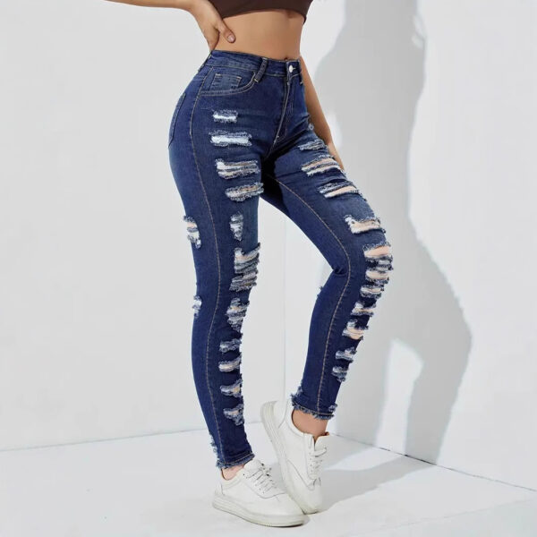 Women's Ripped Frayed Stretch Denim Skinny Pants