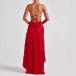 Women's Backless Ruffles Irregular Dress Summer Fashion Evening Party Club Split Suspender Maxi Dresses Clothing