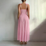 Sexy Slit See-through Suspender Skirt Long Skirt T Back Sexy Nightdress Two-piece Set