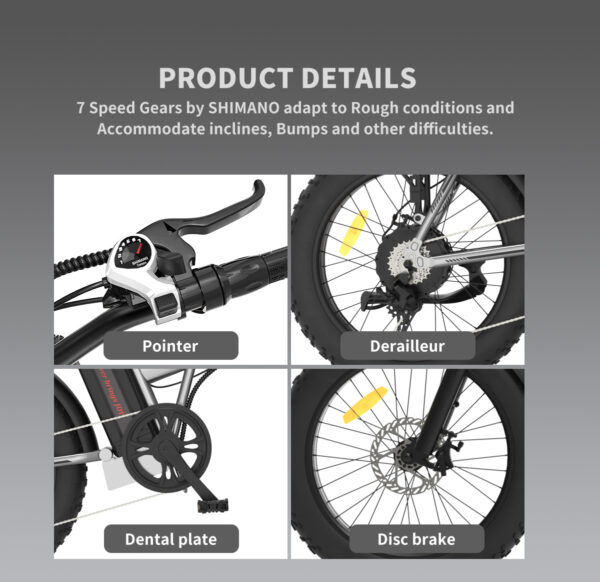 20x4.0 Inch Foldable Fat Tire Electric Bike 48V 12.5AH Extended Range Dual Disc Brakes  Fenders