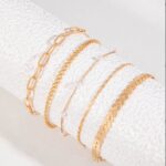 Summer Fashion 5-piece Pearl Anklet Women's Multi-layer